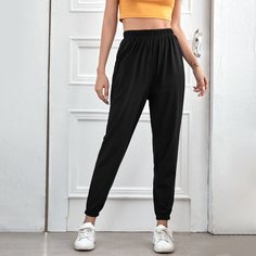 Одноцветный Спортивные брюки Shein