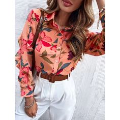с оборками Цветочный Бохо Блузы Shein