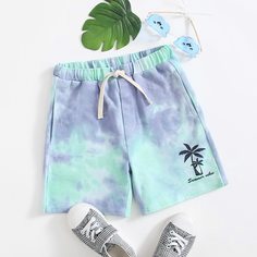 Карман тай дай Повседневный Шорты для мальчиков Shein