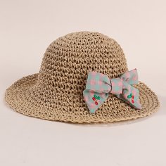 Соломенная шляпа с бантом для девочек Shein