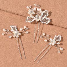 3шт заколка для волос с искусственными жемчугами Shein