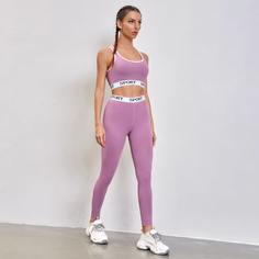 Леггинсы и спортивный бюстгальтер с текстовым принтом Shein