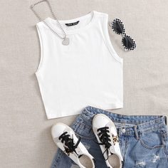 Обычный короткий жилет-топ Shein