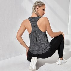 Одноцветный Спортивные футболки Shein