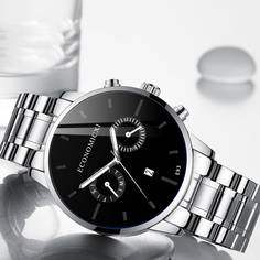 Мужские круглые стрелочные кварцевые часы с датой Shein
