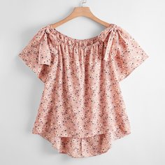 Асимметричная блузка размера плюс с цветочным принтом Shein