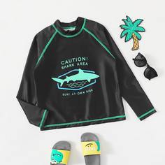 Плавательный топ с оригинальным принтом для мальчиков Shein