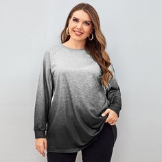 Футболка размера плюс с принтом омбре Shein