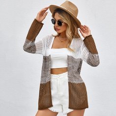 Контрастный вязаный кардиган Shein