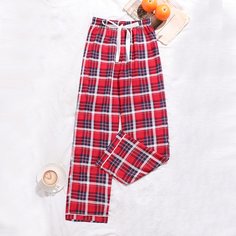 Брюки для сна в рубчик в клетку Shein