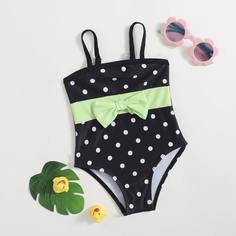 Слитный купальник в горошек для девочек Shein