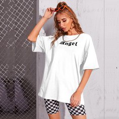 Футболка оверсайз с текстовым принтом Shein