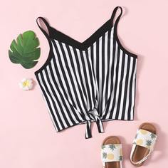 Майка с узлом для девочек Shein