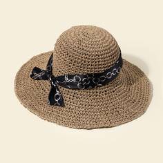 Шляпа от солнца с декором шарфы и принтом цепочки Shein