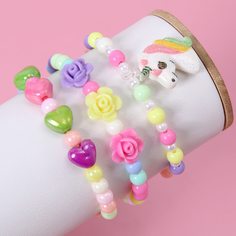 3шт браслет из бусин с единорогом для девочек Shein