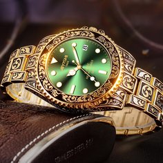 Мужские круглые стрелочные кварцевые часы с датой Shein