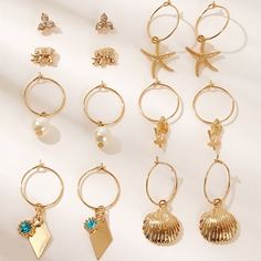 7 пар серьги с ракушкой Shein