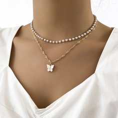 2шт ожерелье с бабочкой Shein
