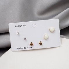 3 пары серьги-гвоздики со стразами Shein