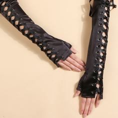 Длинные перчатки без пальцев со шнурком Shein