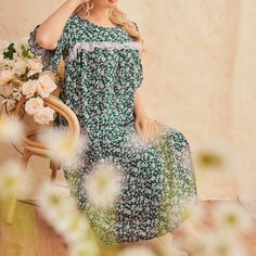 Платье для сна размера плюс с цветочным принтом Shein
