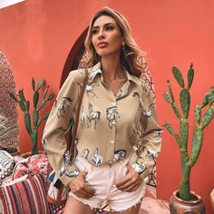 Блузка с принтом лошади Shein