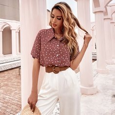 Длинная блузка в горошек Shein