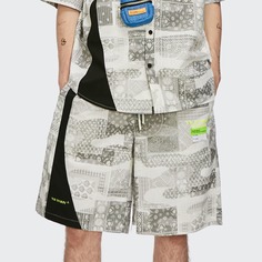 Мужские шорты с принтом пейсли и текстовым узором Shein