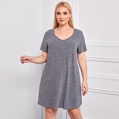 Однотонное платье-футболка размера плюс Shein