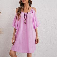 Одноцветный Бохо Платье Shein