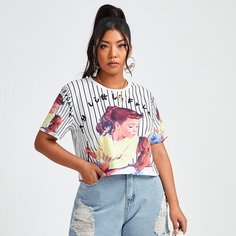 Животный Повседневный Футболка размера плюс Shein