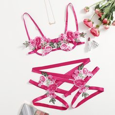 Комплект кружевного нижнего белья на косточках Shein