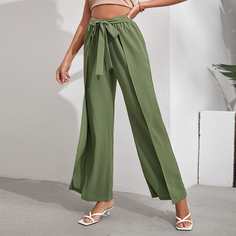 Однотонные широкие брюки с поясом Shein