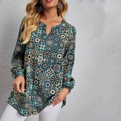 Длинная блузка с принтом Shein