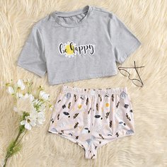 Мультяшный принт милый Пижама Shein