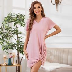 Домашнее платье с v-образным воротником Shein