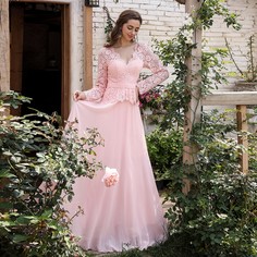 Контрастные кружева Одноцветный Романтический Платье Shein