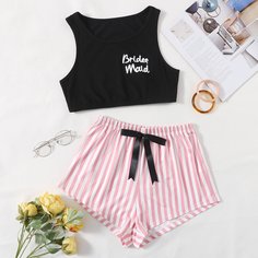 Пижама с текстовым принтом Shein