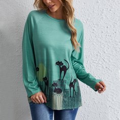 С карикатурой Повседневный Футболки Shein