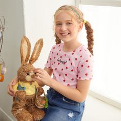 Топ с принтом клубники и вышивкой для девочек Shein