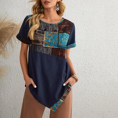 Асимметричная блузка с цветочным принтом Shein