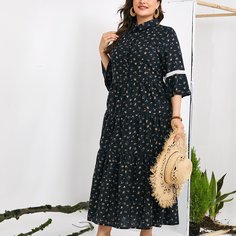 Платье-рубашка размера плюс с пуговицами и цветочным принтом Shein