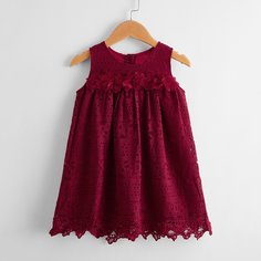 с аппликацией Одноцветный милый Платья для девочек Shein