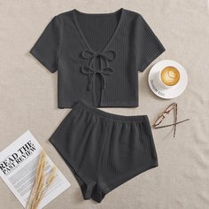 Вязаный топ и шорты Shein