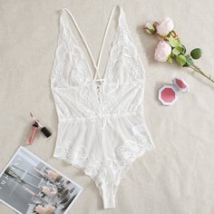 Кружевное боди размера плюс Shein