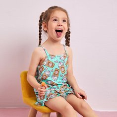 С оборками Мультяшный принт милый Домашняя одежда для девочек Shein