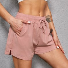 с карманами Одноцветный Спортивные шорты Shein