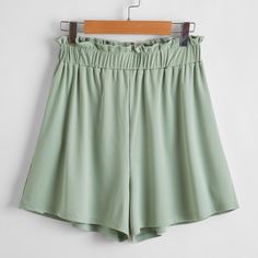 Присборенная талия Одноцветный Повседневный Шорты Shein