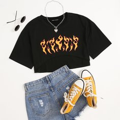 Огонь Повседневный Футболки Shein