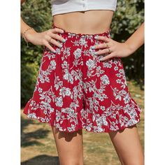 С оборками Цветочный Бохо Шорты Shein